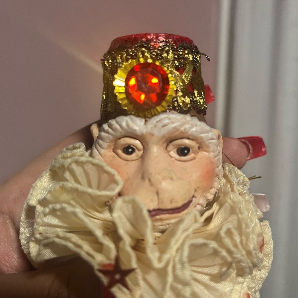 Silvestri Monkey Jester On A Stick Vintage Christmas Ornament Lasting Endearment